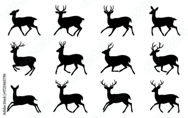 Obraz deer silhouettes set