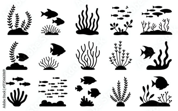 Obraz set of silhouettes of plants