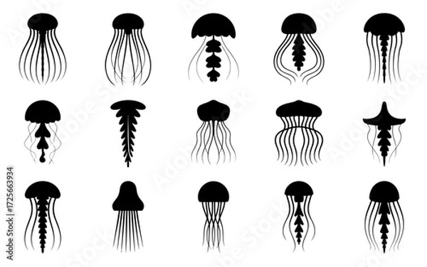 Obraz set of black and white silhouettes