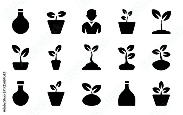 Obraz black and white icons set