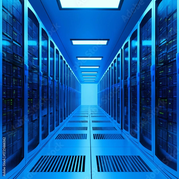 Fototapeta High-Tech Data Center Server Room Servers Network Technology Infrastructure