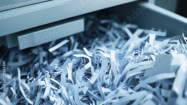 Fototapeta Paper shredder in action, destroying documents for security.