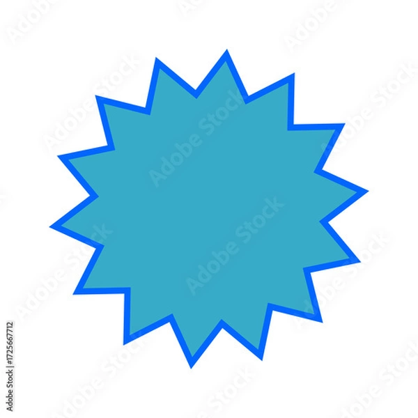 Fototapeta Blue starburst badge shape design for labels, stickers, sale tags, and promotional highlights on white or transparent background. Isolated PNG