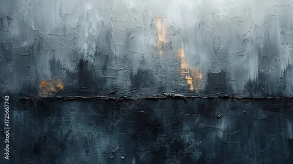 Fototapeta Abstract textured painting in shades of gray and gold