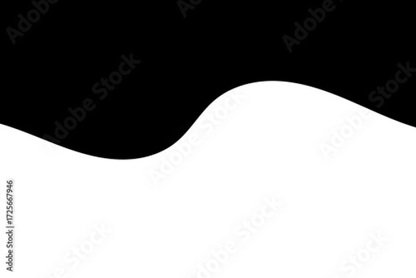 Fototapeta Black and white abstract wave shape design for modern backgrounds, posters, and decorative overlays on transparent background