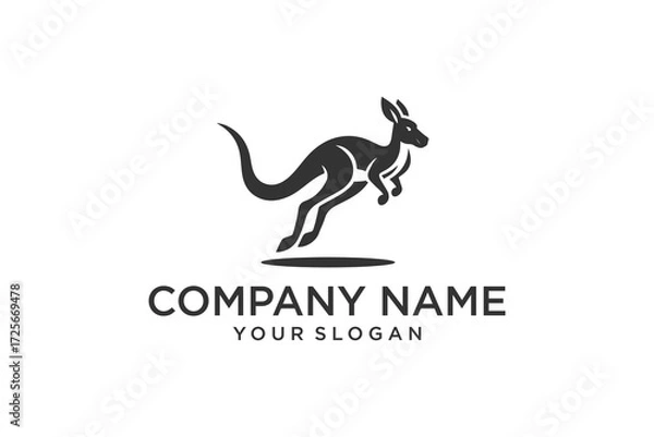 Fototapeta abstract jumping kangaroo icon isolated on white background