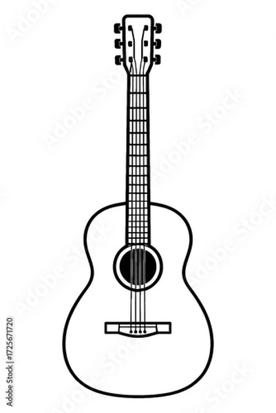 Fototapeta Simple Acoustic Guitar Outline Icon - Classic String Instrument for Music and Hobbies
