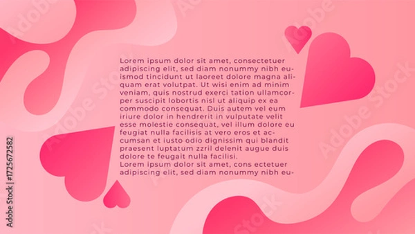 Fototapeta ILLUSTRATION ABSTRACT HANDDRAWN SHAPES BACKGROUND HEART, LOVE GRADIENT PINK COLOR WITH COPY SPACE AREA DESIGN VECTOR GOOD FOR GREETING CARD, COVER DESIGN