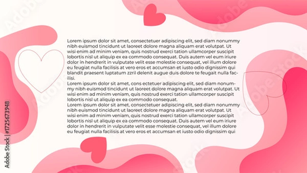 Fototapeta ILLUSTRATION ABSTRACT HANDDRAWN SHAPES BACKGROUND HEART, LOVE GRADIENT PINK COLOR WITH COPY SPACE AREA DESIGN VECTOR GOOD FOR GREETING CARD, COVER DESIGN
