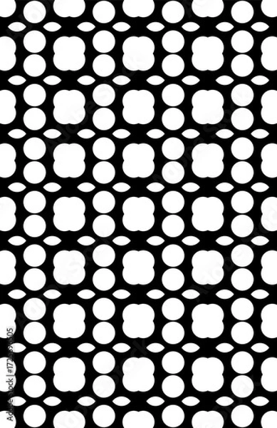 Fototapeta black and white seamless pattern texture circel tile round dots fabric hexagonel . 
