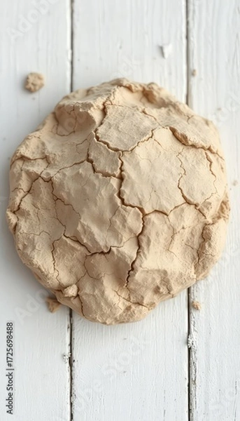 Fototapeta Light brown meringues on a white wooden surface, providing a textured top-down view for culinary or baking themed content