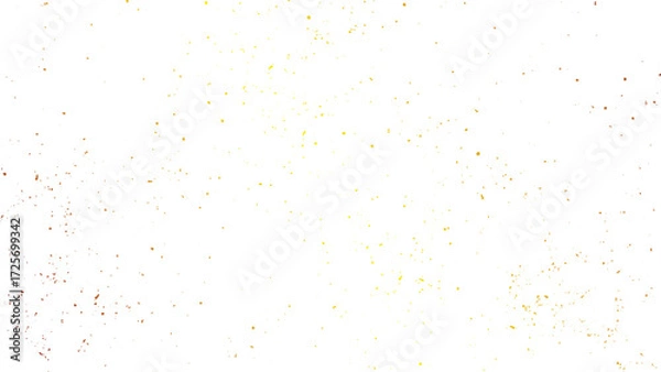 Fototapeta Golden cracked and distressed grunge background with shiny foil elements. Luxury gold shimmer texture with glowing flakes on transparent background. 