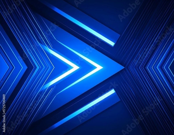 Fototapeta Abstract blue arrow design with glowing lines