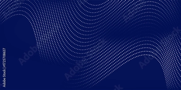 Fototapeta Blue background abstract with line waves and gradient variation. textured dot