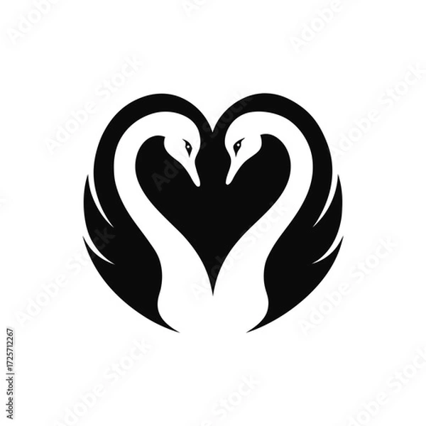 Fototapeta Two swans forming a heart shape design