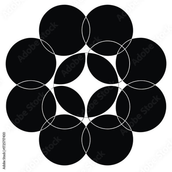 Fototapeta Geometric Pattern of Overlapping Black Circles Keywords: geometric, pattern, circles