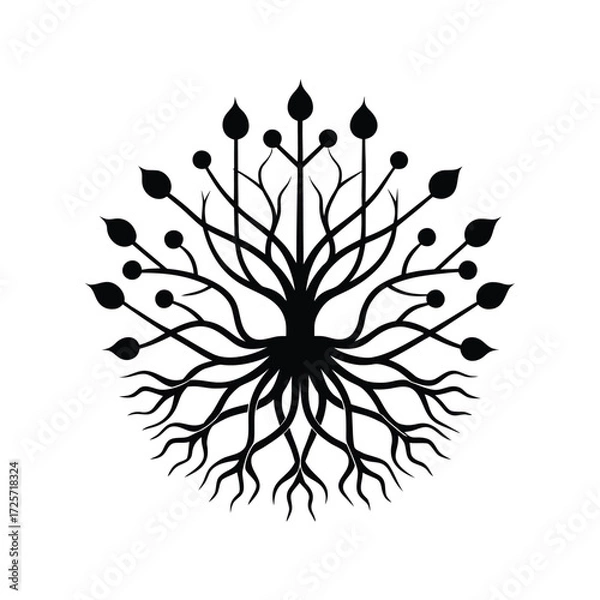 Fototapeta Stylized Tree of Life Silhouette Vector roots branches