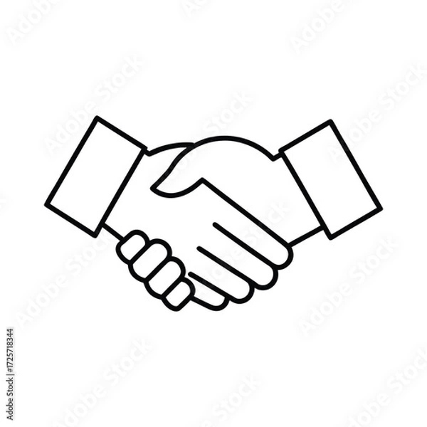 Fototapeta Simple Black Outline of Two Hands Shaking Keywords: handshake, business, agreement, deal