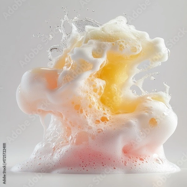 Fototapeta Soap lather creating a colorful abstract shape on a white background