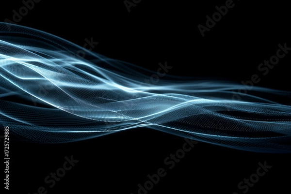 Fototapeta A black futuristic background showing streams of glowing data lines, minimal and stylish digital design.