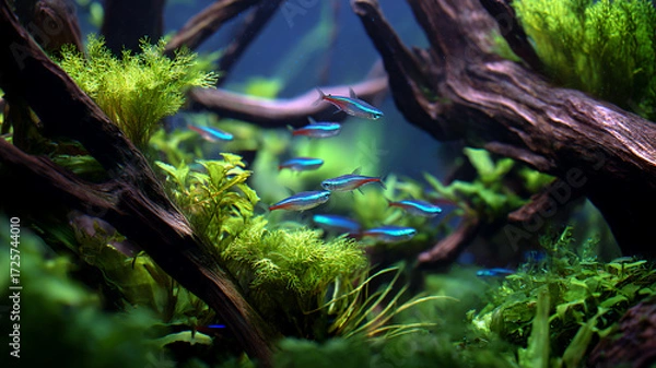 Fototapeta Green moss forest macro scene