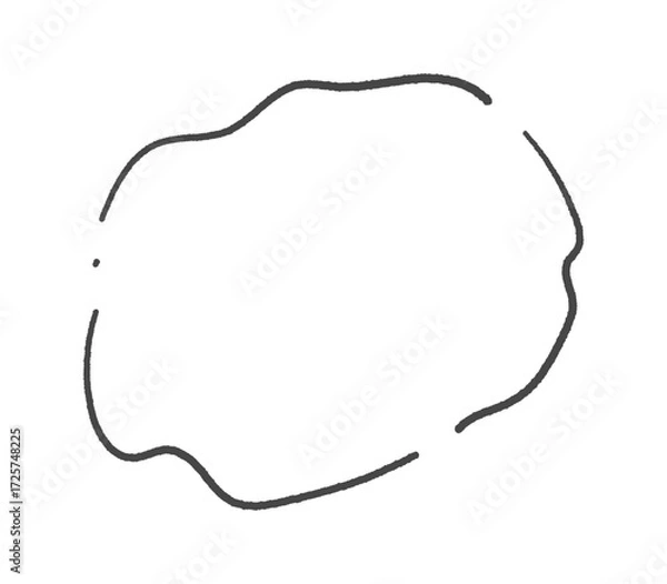 Obraz シンプルでおしゃれな手書きのゆるいラインのフレーム -黒い線画の横長のモヤモヤした吹き出しや湯気