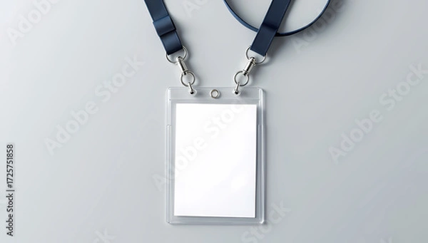 Obraz Blank Badge Holder with Lanyard for Identification and Access