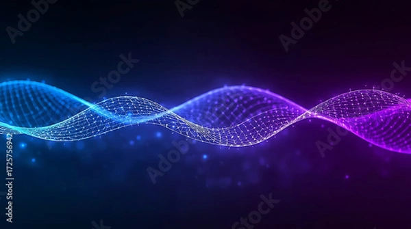 Fototapeta Stunning digital wave flowing with vibrant blue and purple hues, a modern abstract design perfect for tech, science, or innovative business presentations