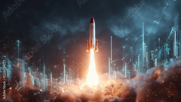 Fototapeta Rocket Launch into the Sky