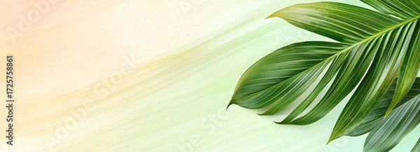 Fototapeta Vibrant Tropical Leaf Texture with Abstract Green Patterns and Organic Shapes for Nature Backgrounds, Vector Illustration, and Branding, Environmental Design and Minimalist Print