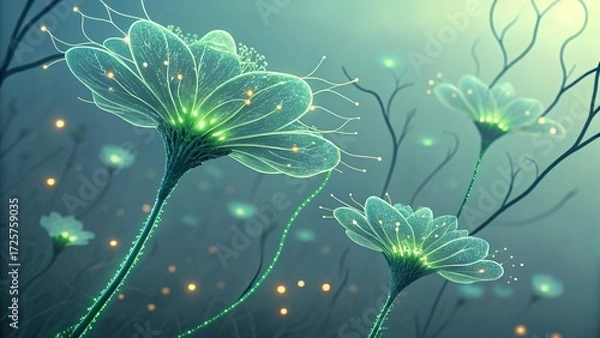 Obraz Neural Network Circuits in Bloom   —AI GENERATED