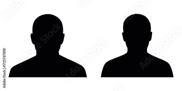 Obraz People avatar silhouettes vector – human head and shoulder icons, black profile pictogram for teamwork, communication, and social identity