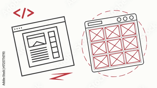 Fototapeta Web Design Wireframes: Responsive Layout and Content Planning.