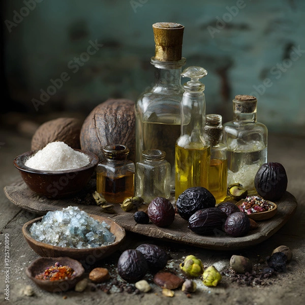 Obraz spa still life with essential oils