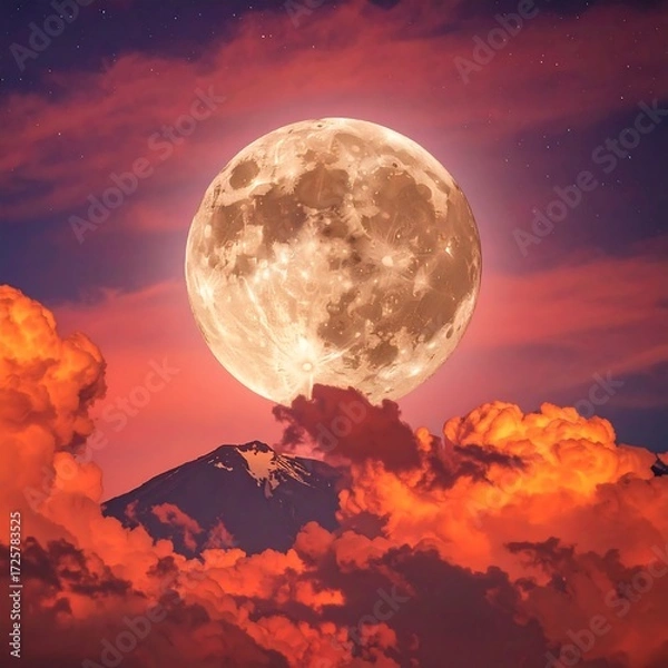 Obraz Full moon over dramatic clouds