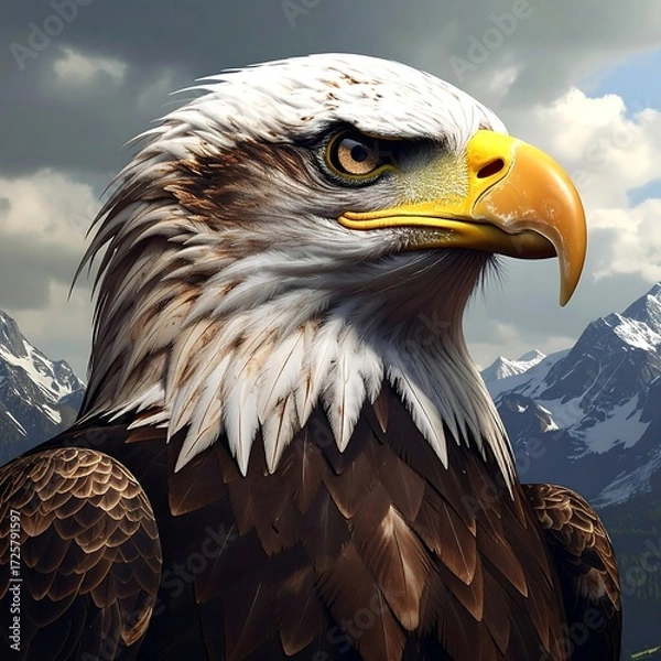 Fototapeta Eagle portrait against mountains