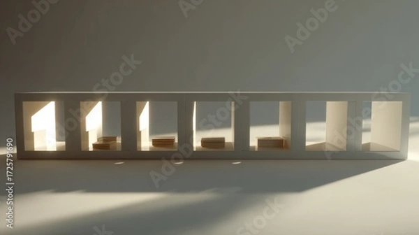 Fototapeta Abstract Architectural Model of Minimalist Design with Light Play