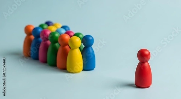 Obraz One Red Figure Stands Apart From The Group