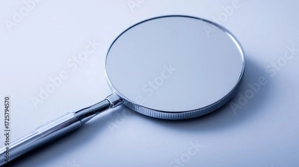 Fototapeta Reflective Magnifying Glass on a Soft Blue Surface for Investigations