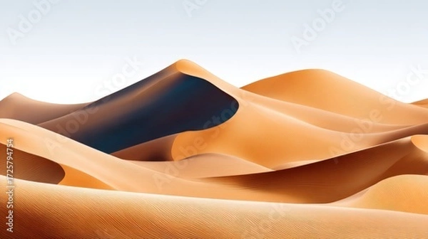 Fototapeta Serene Desert Landscape with Soft Sand Dunes and Clear Sky