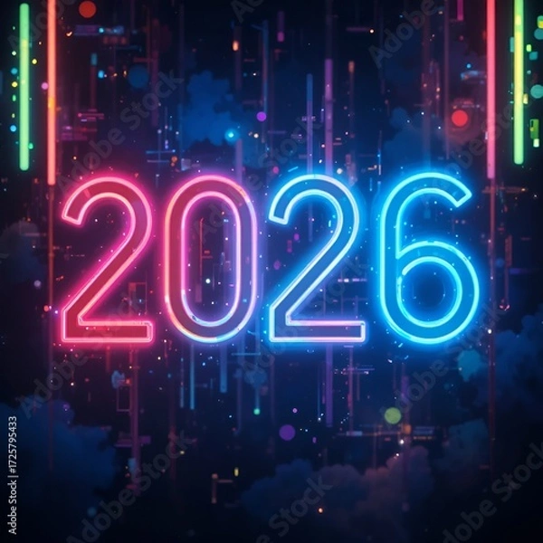 Fototapeta 2026 glowing digital numerals
