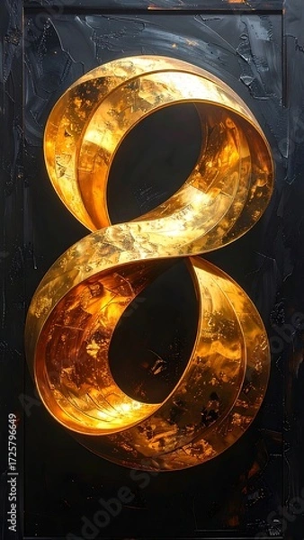 Obraz Golden infinity symbol on dark background