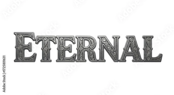 Fototapeta Detailed Metal Text Effect for the Word Eternal Transparent Background