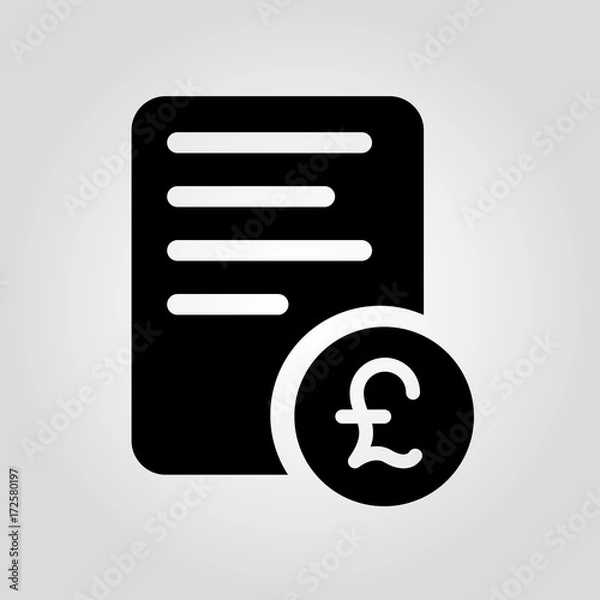 Fototapeta Receipt vector icon, isolated invoice, blank or financial paper