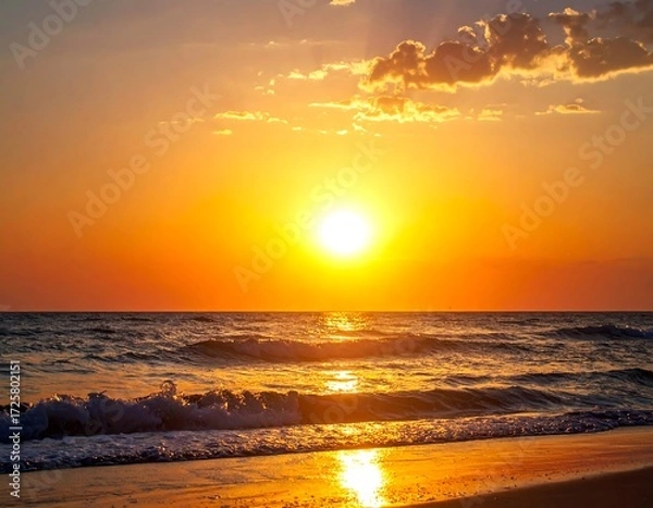 Obraz Golden sunset over the ocean