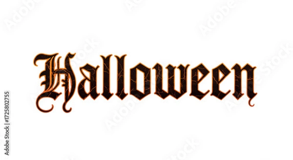 Fototapeta Spooky Halloween Themed Text With Fiery Ornate Font Design