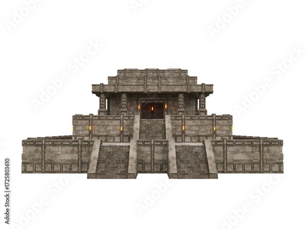 Fototapeta Isolated 3D rendered illustration of an ancient Aztec style fantasy temple building.