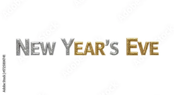 Fototapeta Happy New Year's Eve Celebration with Sparkling Text and Transparent Background