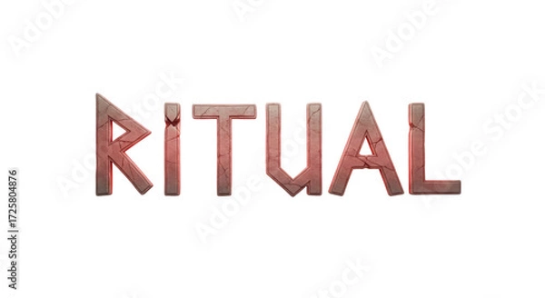 Fototapeta Mysterious Ancient Ritual Symbols Carved into Stone with Eerie Red Glow on Transparent Background