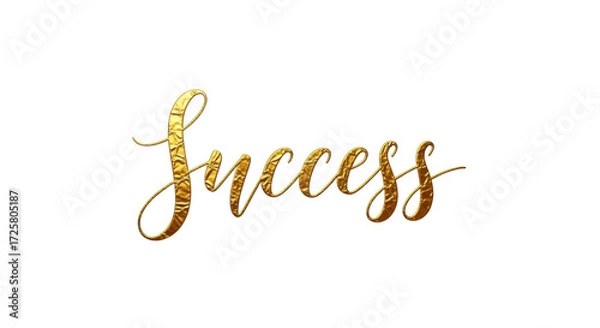 Fototapeta Elegant Golden Script Word Success Transparent Background for Your Designs